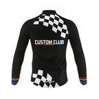Custom Team Mens Black And White Cycling Long Sleeve Jersey, Custom Club Cycling Jerseys CZ0048