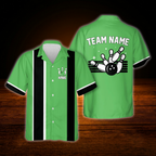 Custom Vintage Purple Black Bowling Men Hawaiian Shirt, Custom Vintage Team Bowling Shirt