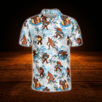 Funny Bigfoot Hawaii Golf Polo Shirts Mens, Bigfoot Golf Shirts