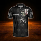 Custom Aim Shoot Swear Repeat Darts Polo Shirt Men, Custom Funny Darts Shirt