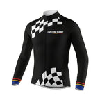 Custom Team Mens Black And White Cycling Long Sleeve Jersey, Custom Club Cycling Jerseys CZ0048