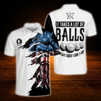 It Takes A Lot Of Balls To Play Golf Like I Do Custom Bigfoot USA Flag Mens Golf Polo Shirt, Custom Funny Bigfoot Golf Shirt