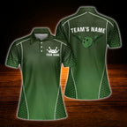 Custom Womens Team Navy Black Bowling Polo Shirt, Custom Bowling Team Shirt Ladies