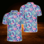 Tropical Flamingo Golf Polo Shirts For Men, Flamingo Golf Shirts
