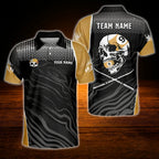 Custom Skull 9 Ball Billiard Men Polo Shirt, Custom Team Skull Billiard Shirts