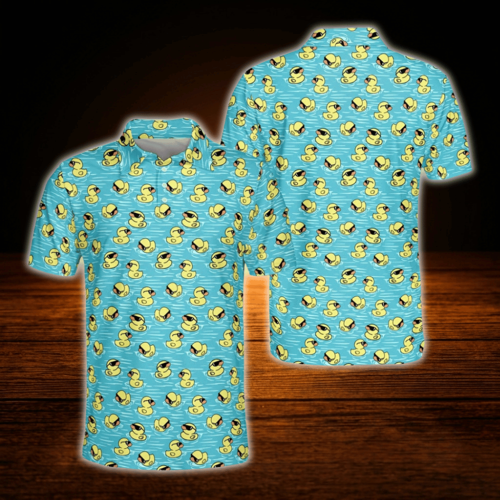 Duck Mens Teal Polo Golf Shirts, Duck Golf Shirts
