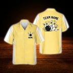 Custom Green White Retro Bowling Hawaiian Shirt, Custom Retro Team Bowling Shirt