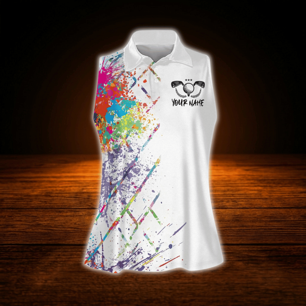 Swing Swear Drink Repeat Custom Women's Sleeveless Golf Shirts, Custom Funny Golf Shirts For Ladies