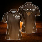 Custom Womens Team Navy Black Bowling Polo Shirt, Custom Bowling Team Shirt Ladies