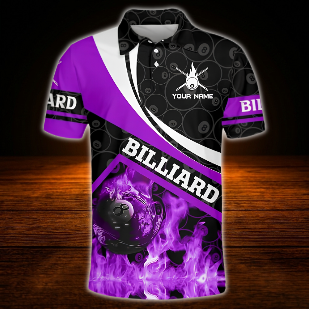 Custom Flaming Red Billiard Polo Shirt For Men, Custom Flame Billiard Shirt Team