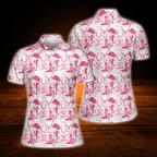 Let's Go Girl White And Pink Cowgirl Women's Polo Golf Shirts, Western Golf Shirts For Ladies