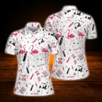 Funny Flamingo Women's Golf Polo Shirt,  Flamingo Golf Shirt For Ladies