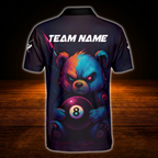 Custom Angry Bear 8 Ball Billiard Mens Polo Shirt, Custom Team Bear Billiard Shirt