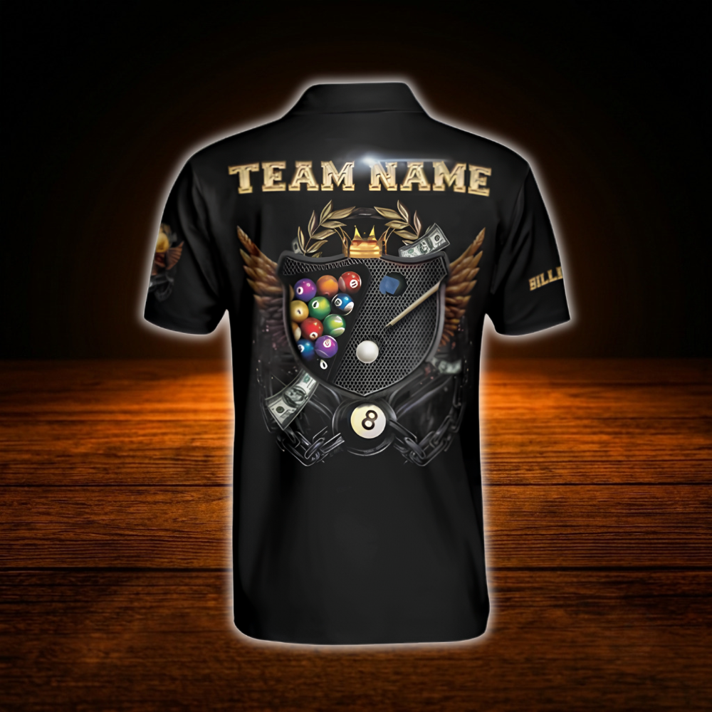 Custom Golden Skull Billiard Polo Shirt For Men, Custom Skull Team Billiard Shirt