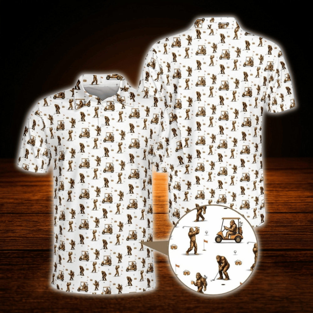 Bigfoot Beer Golf Polo Shirts For Men, Bigfoot Sasquatch Golf Shirts