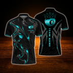 Custom 8 Ball Golden Black Billiard Polo Shirt For Men, Custom 8 Ball Pool Team Shirt