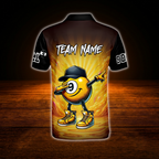 Funny 9 Ball Custom Mens Billiard Polo Shirt Black And Yellow, Custom Team 9 Ball Billiard Shirt