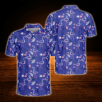 Flamingo Tropical Mens Golf Polo, Flamingo Golf Shirt