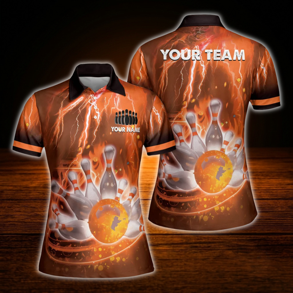 Custom Team Pink Thunder Bowling Polo Shirts For Women, Custom Bowling Team Shirts For Women