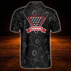 Custom 8 Ball USA Flag Men's Black Billiard Polo Shirt, Custom 8 Ball Pool Shirt Team