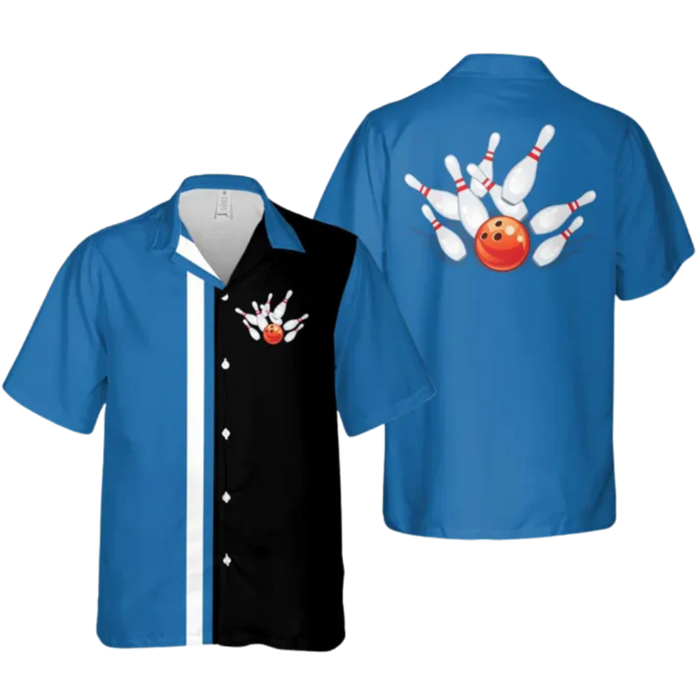 Custom Team Red And Black Hawaiian Bowling Shirts For Men, Custom Bowling Shirts BZ0263