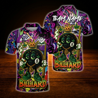 Custom Funny 8 Ball Smoking Men's Billiard Polo Shirt Green Graffiti, Custom 8 Ball Team Billiard Shirt
