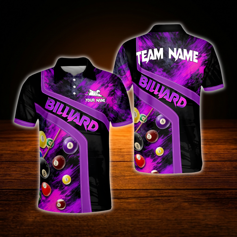 Custom Team Red And Black Billiard Polo Shirt For Men, Custom Billiard Shirt Team