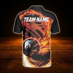 Custom Fire 8 Ball Billiard Men Polo Shirt, Custom Flame Billiard Shirt Team