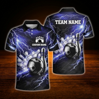 Custom Thunder Red Black Bowling Polo Shirts Mens, Custom Thunder Bowling Team Shirts