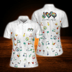 Custom Peace Love Golf Multi Colored Women's Golf Polo Shirts, Personalized Golf Shirts For Women