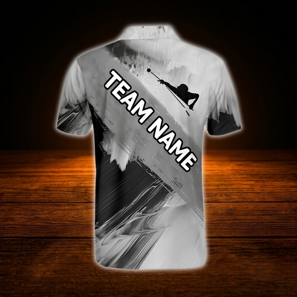 Custom Team Grey Billiard Polo Shirt For Men, Custom Billiard Shirt