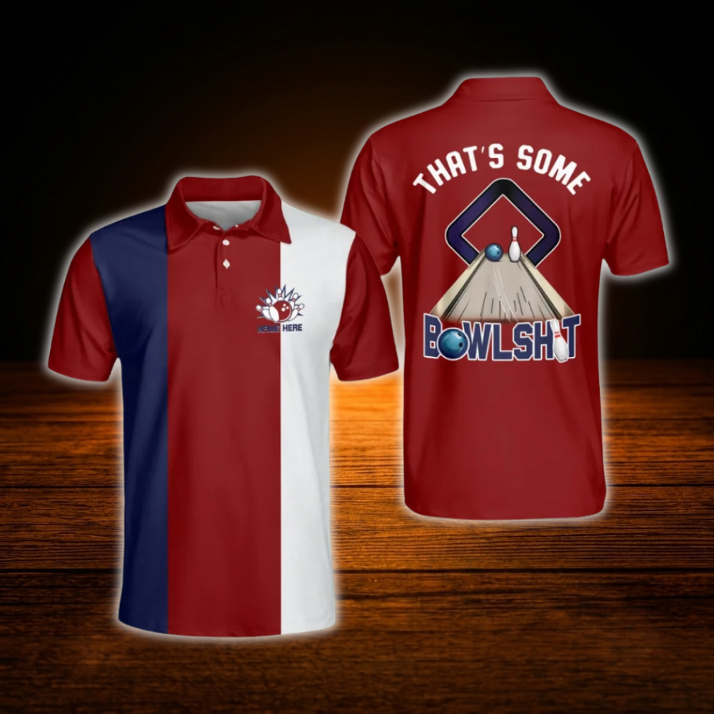 Custom That's Some BowlShit Bowling Polo Shirts For Men, Custom Funny Bowling Shirts