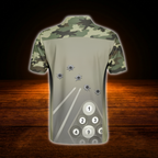 Custom Camouflage Brown Billiard Polo Shirt Men, Custom Camo Billiard Shirt For Team