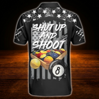 Shut Up And Shoot Custom USA Flag Billiard Men Polo Shirt, Custom Funny Billiard Shirt