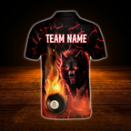 Custom Wolf Fire Billiard Men Polo Shirt, Custom Wolf Team Billiard Shirt