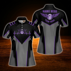 Custom Team Black And Red Women Bowling Polo Shirts, Custom Team Bowling Shirts For Women
