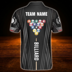 Custom Team Black Billiard Mens Polo Shirt, Custom Billiard Team Shirt