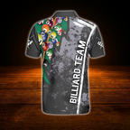 Custom Team Grey Billiard Men Polo Shirt, Custom Billiard Team Shirt
