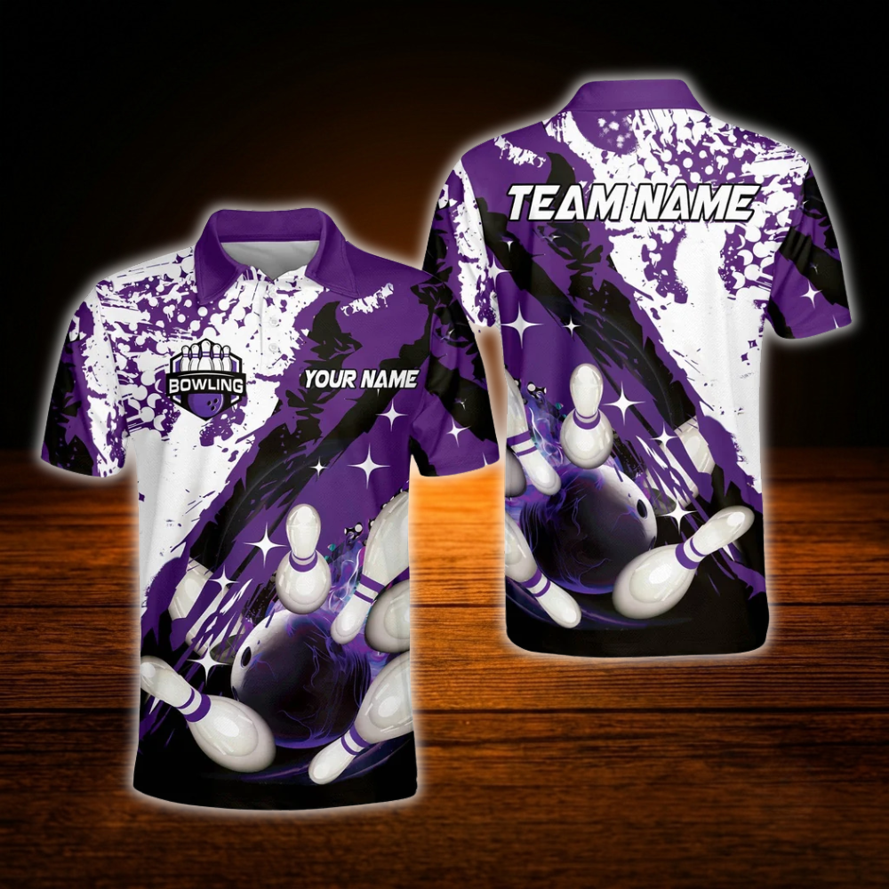 Custom Team Red White Bowling Polo Shirts Mens, Custom Team Bowling Shirts