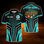 Black And Blue Custom Team Billiard Men Polo Shirt, Custom Billiard Shirt