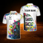 Aim Shoot Swear Repeat Custom Colorful Dart Men Polo Shirt, Custom Funny Darts Team Shirt