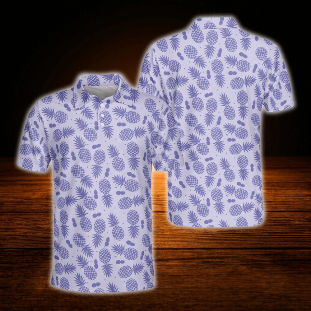 Purple Pineapple Mens Golf Polo Shirt, Pineapple Golf Shirt