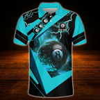 Custom 8 Ball Blue Thunder Billiard Polo Shirt Men, Custom 8 Ball Billiard Team Shirt