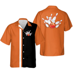 Custom Team Red And Black Hawaiian Bowling Shirts For Men, Custom Bowling Shirts BZ0263