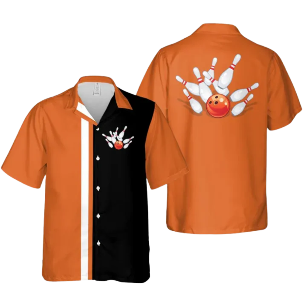 Custom Team Red And Black Hawaiian Bowling Shirts For Men, Custom Bowling Shirts BZ0263