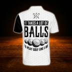 It Takes A Lot Of Balls To Play Golf Like I Do Custom Bigfoot USA Flag Mens Golf Polo Shirt, Custom Funny Bigfoot Golf Shirt