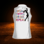 Swing Swear Drink Repeat Custom Women's Sleeveless Golf Shirts, Custom Funny Golf Shirts For Ladies