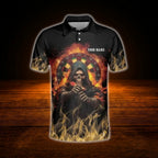 Custom Skeleton Fire Darts Polo Shirt Men, Custom Skull Darts Shirt Team
