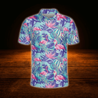 Tropical Flamingo Golf Polo Shirts For Men, Flamingo Golf Shirts