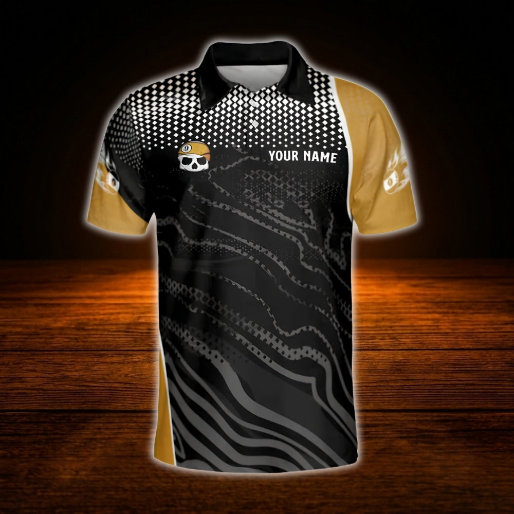 Custom Skull 9 Ball Billiard Men Polo Shirt, Custom Team Skull Billiard Shirts